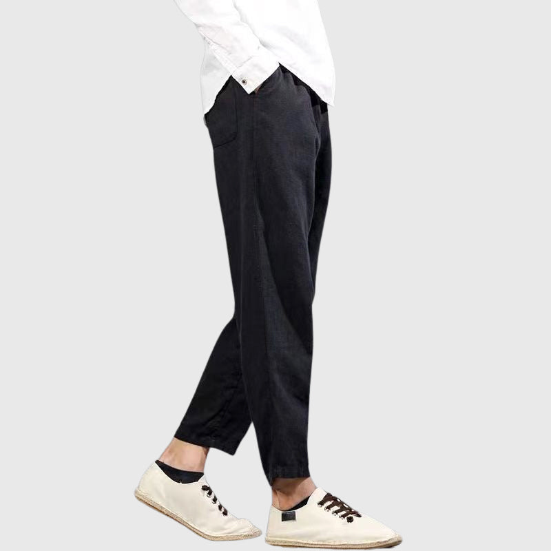 Dante - Men's Linen Elastic Waist Trousers