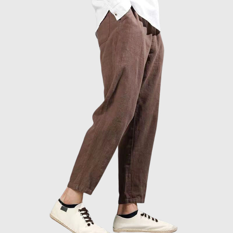 Dante - Men's Linen Elastic Waist Trousers