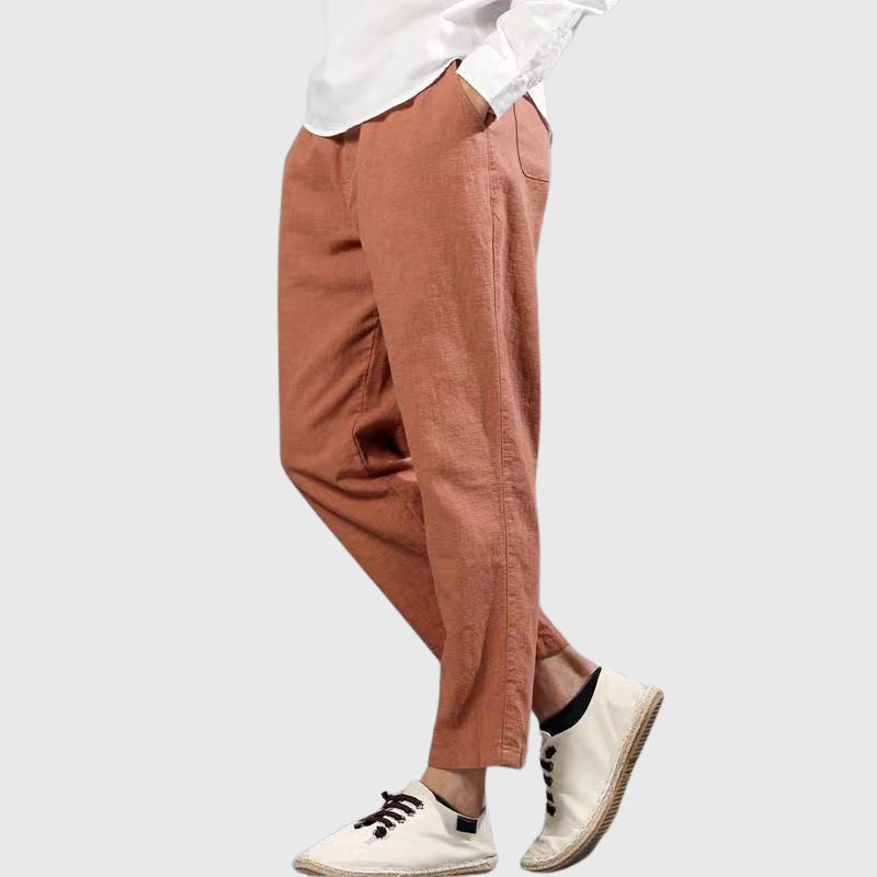 Dante - Men's Linen Elastic Waist Trousers