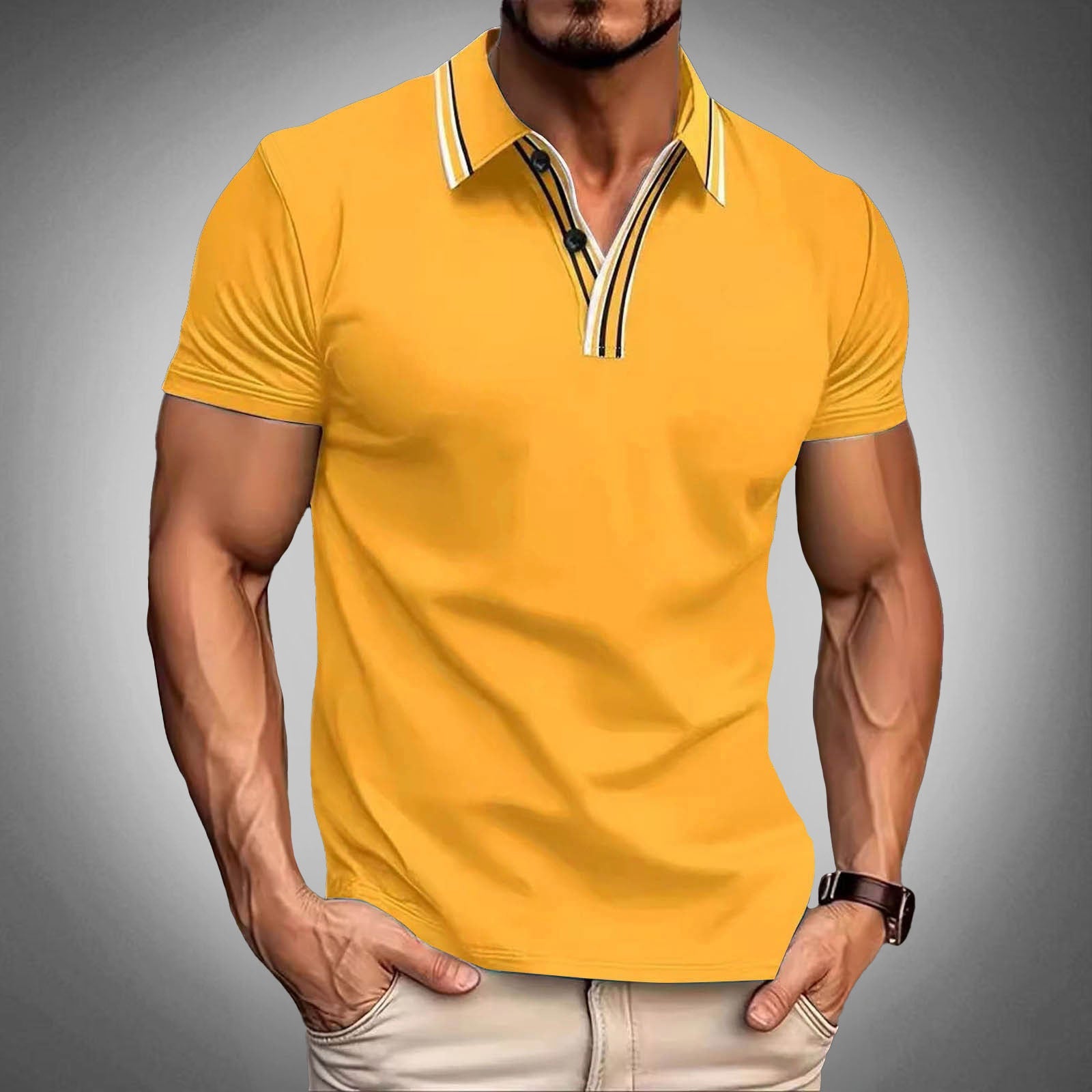 Darrel - Men's Short Sleeve Contrast Collar Polo