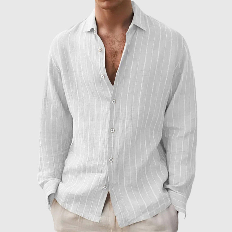 Declan - Men's Relaxed Fit Striped Linen-Blend Shirt