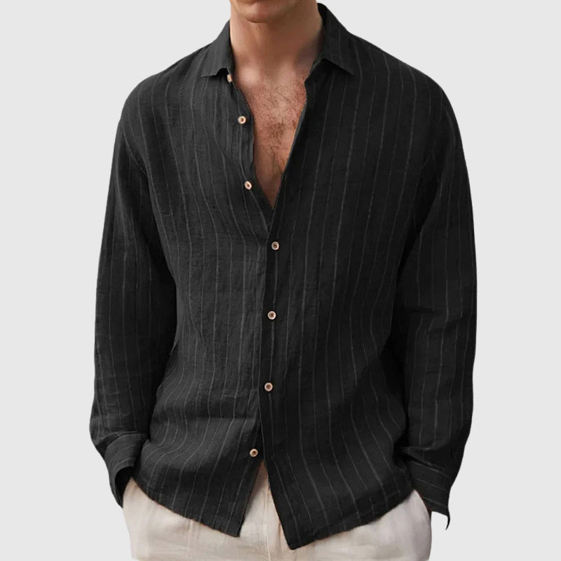 Declan - Men's Relaxed Fit Striped Linen-Blend Shirt