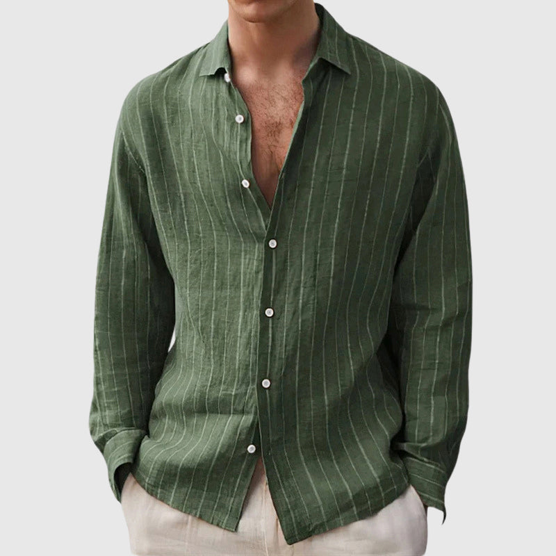 Declan - Men's Relaxed Fit Striped Linen-Blend Shirt