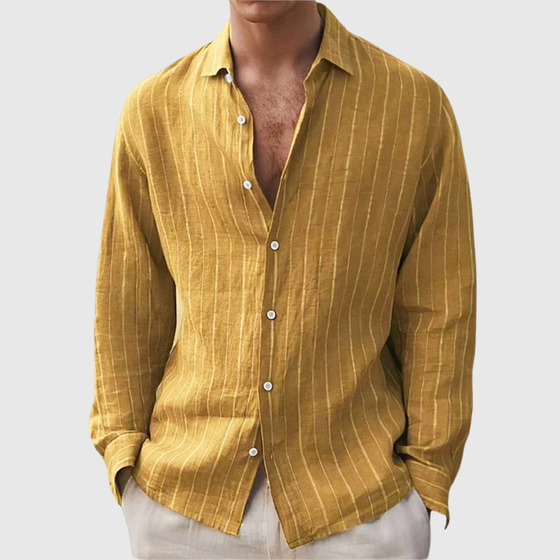 Declan - Men's Relaxed Fit Striped Linen-Blend Shirt