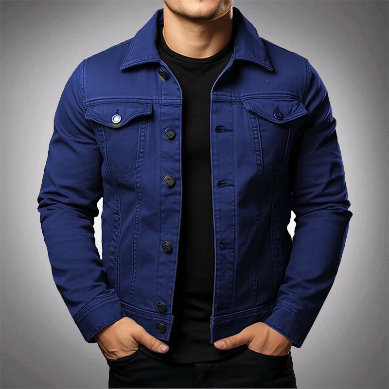 Dylan - Men's Classic Denim Jacket with Chest Pockets