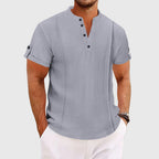 Edmund - Men's Roll Sleeve Band Collar Shirt