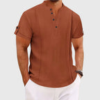Edmund - Men's Roll Sleeve Band Collar Shirt