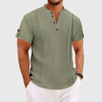 Edmund - Men's Roll Sleeve Band Collar Shirt