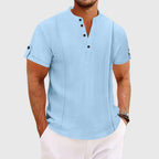 Edmund - Men's Roll Sleeve Band Collar Shirt