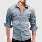 Elian -  Men's Long Sleeve Denim Shirt with Chest Pockets