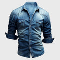 Elian -  Men's Long Sleeve Denim Shirt with Chest Pockets