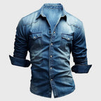 Elian -  Men's Long Sleeve Denim Shirt with Chest Pockets