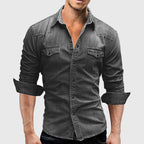 Elian -  Men's Long Sleeve Denim Shirt with Chest Pockets