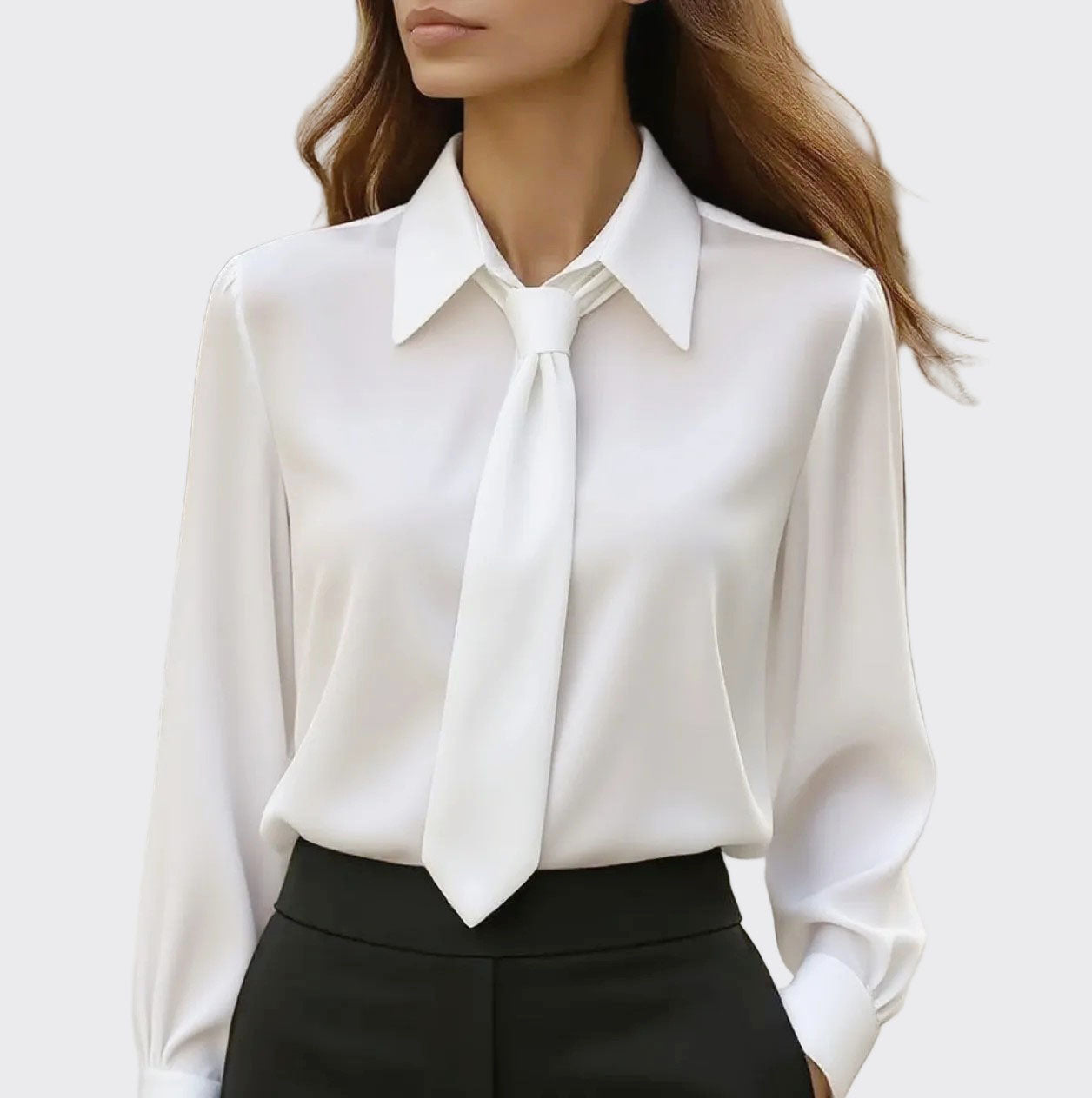 Ellen - Women's Satin Tie Front Blouse
