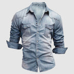Elliot - Men's Long Sleeve Snap-Button Denim Shirt