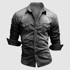 Elliot - Men's Long Sleeve Snap-Button Denim Shirt