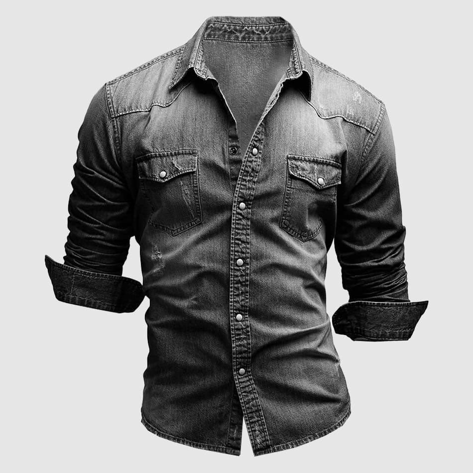 Elliot - Men's Long Sleeve Snap-Button Denim Shirt