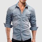 Elliot - Men's Long Sleeve Snap-Button Denim Shirt