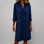 Elowen - Women's Ruffle V-Neck Shift Dress