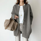 Elowen - Women's Fuzzy Knit Button-Front Cardigan