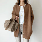 Elowen - Women's Fuzzy Knit Button-Front Cardigan