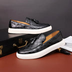 Eren - Men's Textured Leather Tassel Loafers