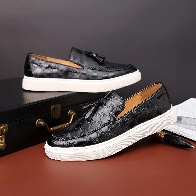 Eren - Men's Textured Leather Tassel Loafers