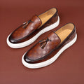 Eren - Men's Textured Leather Tassel Loafers