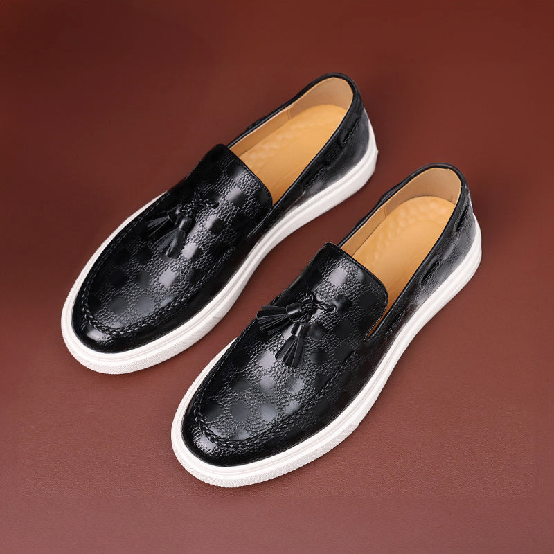 Eren - Men's Textured Leather Tassel Loafers