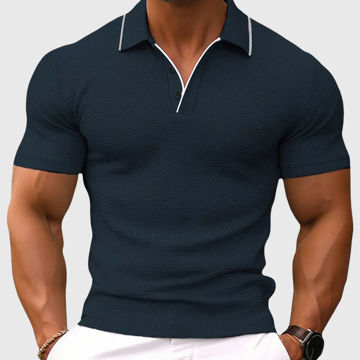 Erwan - Men's Textured Collared Polo Shirt