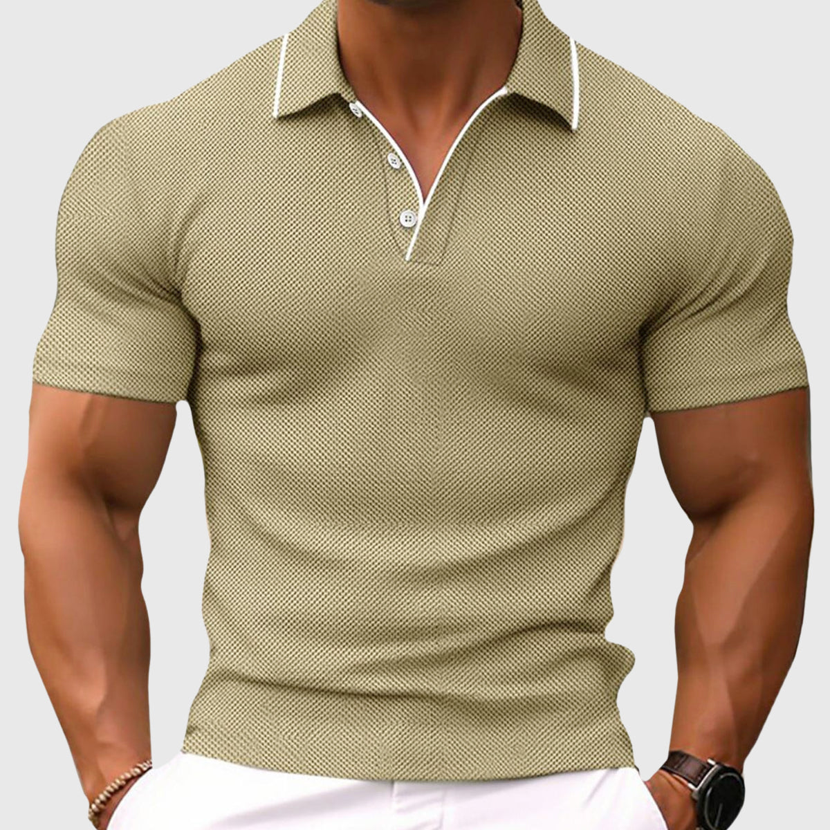 Erwan - Men's Textured Collared Polo Shirt