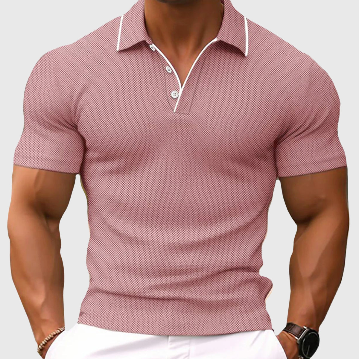 Erwan - Men's Textured Collared Polo Shirt