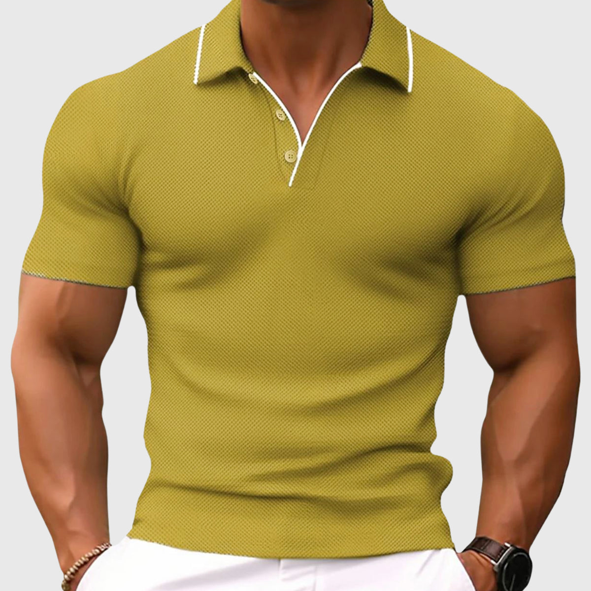 Erwan - Men's Textured Collared Polo Shirt