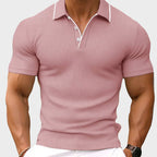 Ethan - Men's Contrast Trim Textured Knit Polo Shirt