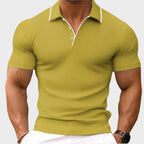 Ethan - Men's Contrast Trim Textured Knit Polo Shirt