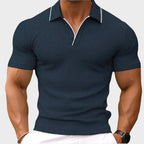 Ethan - Men's Contrast Trim Textured Knit Polo Shirt