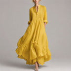 Eve - Women's Relaxed Fit Ruffled Hem Shirt Maxi Dress