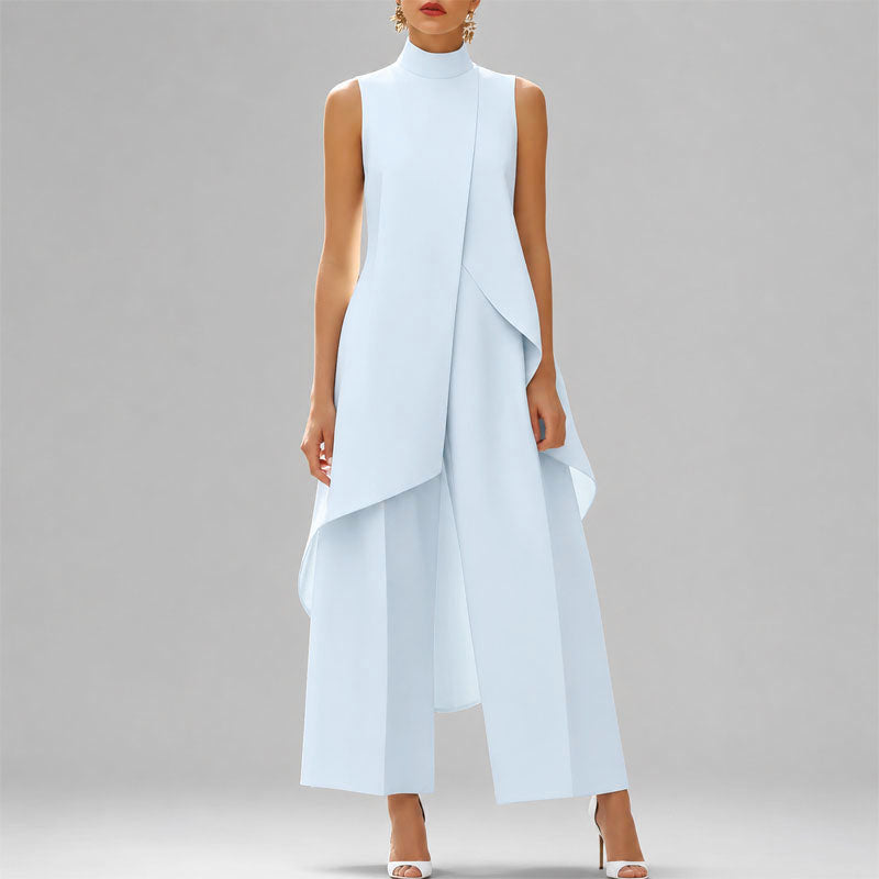 Evelyn - Women's High-Neck Asymmetrical Two-Piece Set