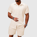 Fenric - Men's Geometric Textured Two-Piece Outfit