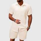 Fenric - Men's Geometric Textured Two-Piece Outfit