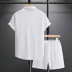 Fenric - Men's Geometric Textured Two-Piece Outfit