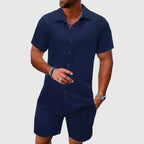 Fenric - Men's Geometric Textured Two-Piece Outfit