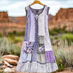 Finley - Women's Boho Patchwork Lace Trim Maxi Dress