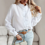 Finnian - Women's Ruffle Trim Button Blouse