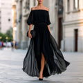 Fiona - Women’s Off-Shoulder Chiffon Maxi Dress