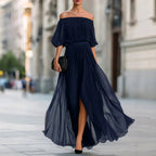 Fiona - Women’s Off-Shoulder Chiffon Maxi Dress