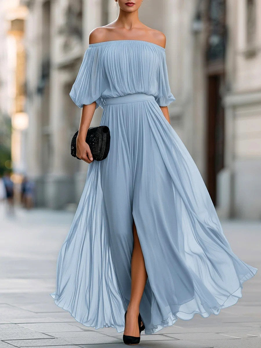 Fiona - Women’s Off-Shoulder Chiffon Maxi Dress