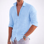 Grey - Men's Cotton Lightweight Button-Up Shirt