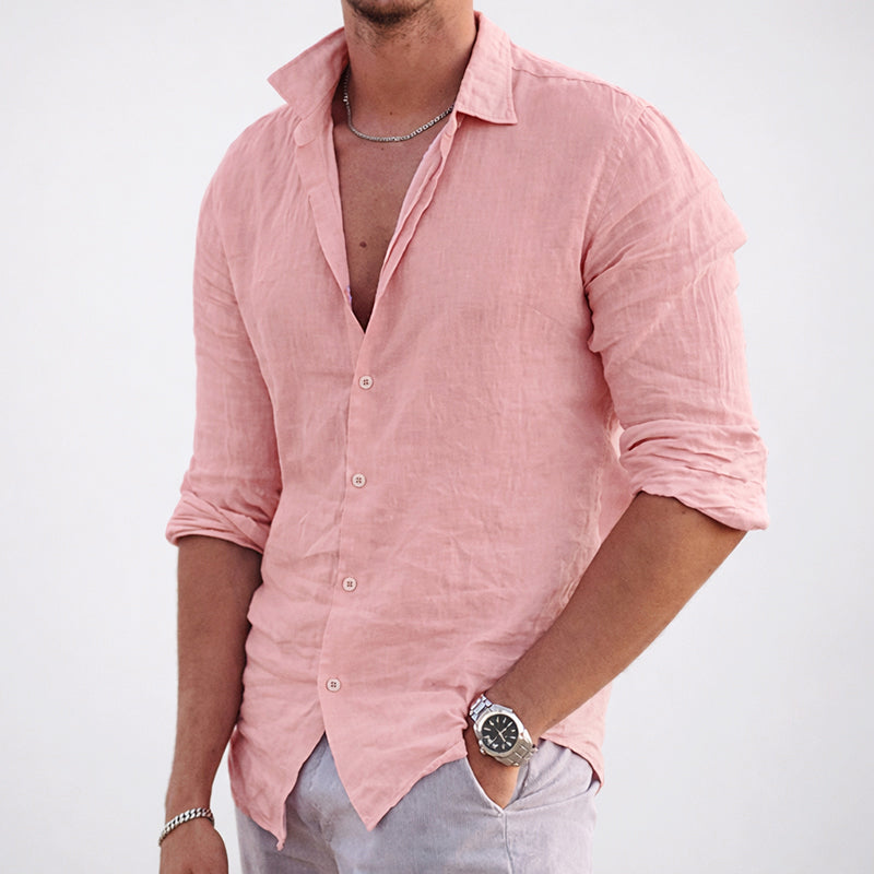 Grey - Men's Cotton Lightweight Button-Up Shirt