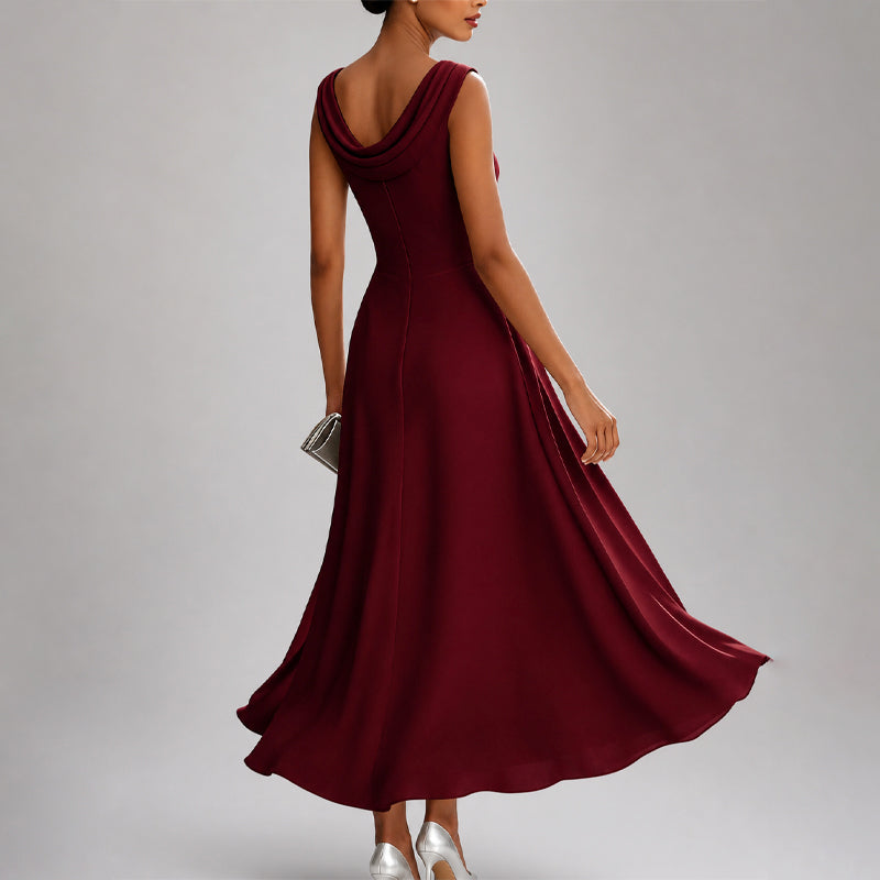 Harlene - Women's Low Back Cocktail Midi Dress